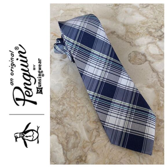 Original Penguin 100% Silk Plaid Tie - Picture 1 of 7